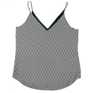 Express Black & White Geometric Spaghetti Strap VNeck Tank Top Blouse Size Small